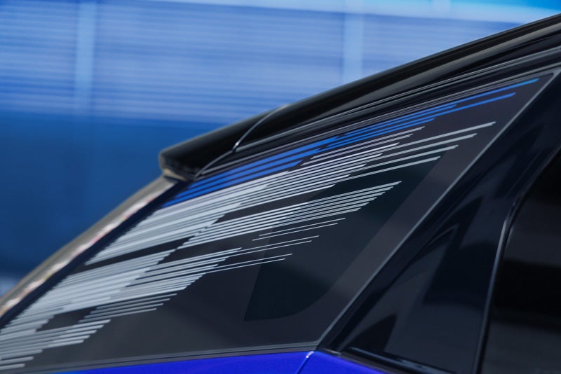 Close-up of the Modern Pattern on the 2026 OPTIQ-V Rear Quarter Glass | Integrity Cadillac in Chattanooga TN